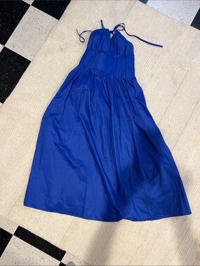 COS Cobalt Blue Backless Halter Dress